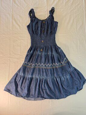 Women's Fit & Flare Dress Sleeveless Short Blue Size Small Unbranded